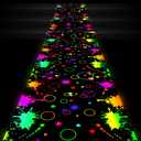 Haull 236 x 39 Inch Neon Light up Dance Floor Glow in The Dark Floor Runner Neon Party Decorations UV Blacklight Reactive Fluorescent Wall Props for Glow Disco Party Favors(Mixed)