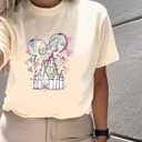 Magic Castle Shirt for Women Cute Magic Kingdom Graphic Print Holiday Vacation Weekend Tee Tops (Yellow, S)
