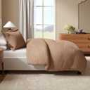 Great Bay Home 100% Natural Cotton Duvet Cover Set, King/California King Size - Waffle Weave Brown Duvet Cover with Button Closure & 2 Pillow Shams - Boho Bedroom Decor (Clay)