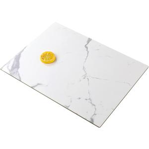 Glass Cutting Board for Kitchen Counter, Tempered Glass Chopping Boards Dishwasher Safe, Small Countertop Tray, Scratch Resistant, Heat Resistant, 16"x12", White Marble Look