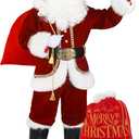 Santa Claus Costume for Men, 11pcs Deluxe Professional Christmas Velvet Santa Adult Suit Xmas Red Plus Size Outfit Set (3X-Large)