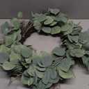 idyllic Eucalyptus Leaves Wreath Metal Polyester Green Wreath 14 Inches for The Front Door Décor, 1 Pack 
