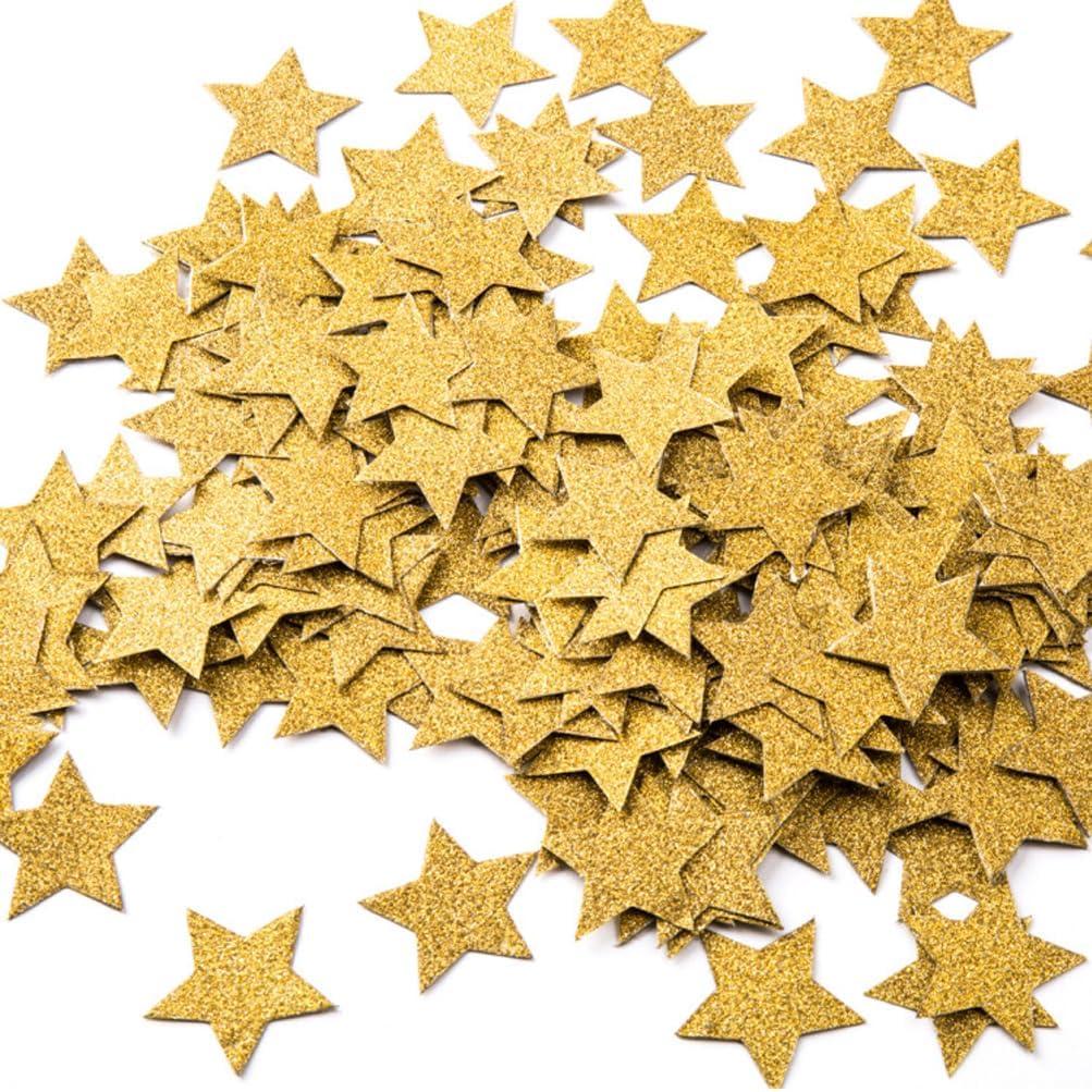 MOWO Glitter Five Stars Confetti Wedding Party Decor and Table Decor, 1.2 in Diameter (Glitter Gold, 200pc)