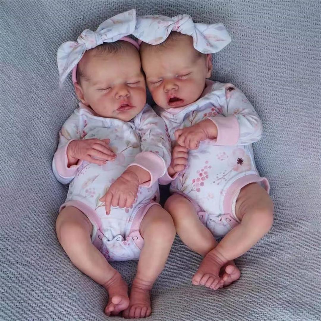 Realistic Newborn Twins - 18 Inch Reborn Baby Dolls Boy and Girl, Lifelike Soft Body, Silicone Vinyl, Birthday Set (Boy and Girl Twins)