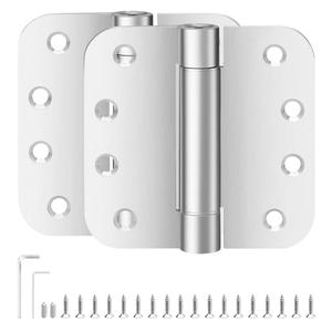 Self-Closing Door Hinges 4 Inch, Heavy Duty Spring Loaded, Adjustable Tension, Soft Close, 304 Stainless Steel for Interior Exterior Doors, Auto Close Hinges, 2 Pack