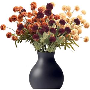 12Pcs Thanksgiving Day Fake Faux Mums Flowers Autumn Decor,Fall Artificial Ball Chrysanthemum, Mini Floral Balls Faux Stems for DIY Wedding Centerpiece Fall Decoration Home Arrangements