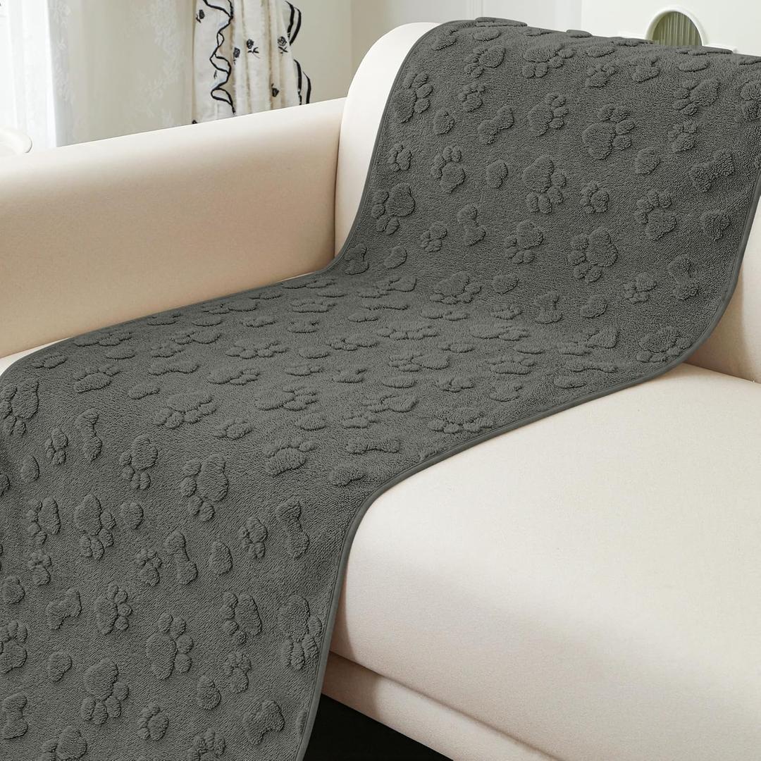 Foxdecor Couch Covers for Dogs Washable, Non-Slip Fuzzy Pet Couch Covers for Sofa Pet Friendly, Dog Sofa Cover Protector. (Grey, 28" x 70")