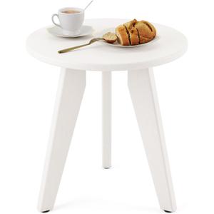 HDPE White Round Outdoor Table, Weather-Resistant, 15.8x15.8x16.7 inches, 150lbs Load Capacity, Modern Design, End Table for Patio, Porch, Deck, Living Room, Bedroom, Plant Stand (1PC)