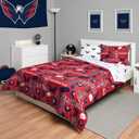 FOCO Washington Capitals NHL Team Color Bed in a Bag Comforter Bedding 5 Piece Set - Full