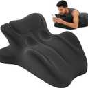 Ergonomic Memory Foam Wedge Pillow, Contoured Support Pillows, 27 Angled Support for Waist and Neck, Multi-Position Support Pillow (Black)