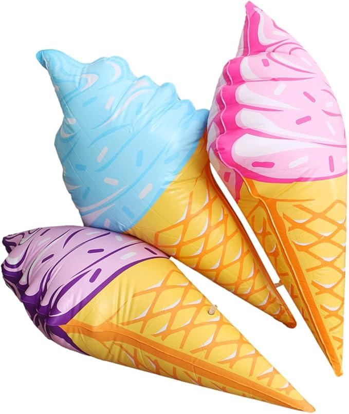 3pcs Inflatable Ice Cream Pool Toy PVC Material Floaties for Boys and Girls Adults Beach Pool Game Random Color