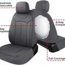 Pariiaotin Premium Leather Car Seat Covers Full Seats, Waterproof Front Seat Covers and Split Rear Bench Seat Covers for Cars,Universal Automotive Interior Covers for Sedan SUV Truck Van Pick-up,Gray