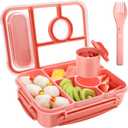 Bento Box Adult Lunch Box Kids,Lunch Containers for Adults/Kids/Toddler,5 Compartments Bento Lunch Box with Sauce Vontainers,Microwave & Dishwasher & Freezer Safe,BPA-Free(Pink)