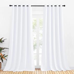 NICETOWN 50% Light Blocking Curtain Panels for Bedroom, Home Decoration Easy-Care Solid Grommet Draperies/Drapes, Window Covering for Kitchen (2 Panels, 70 by 108, Pure White)