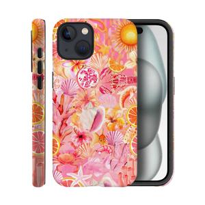 Case for iPhone 14 Pro,Frosted Case for Women Girls,Drop Scratch Protective Cover-Colorful Summer Collage Sea Beach