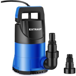 Sump Pump 1HP Clean/Dirty Submersible Water Pump, Electric Thermoplastic Portable Utility Pump 3900 GPH low suction for Swimming Pool Garden Pond Basement Window Wells with 16.4ft Power Cord