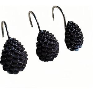 Twofishes Decorative Pinecone Shower Curtain Hooks Bathroom Rolling Hangers Curtain Rings Pack of 12
