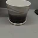 8 Inch Indoor Plant Pot with Drainage Holes and Saucers, Ceramic Planter for Plants, Succulent Orchid Flower Pots(Dark Gray+White)