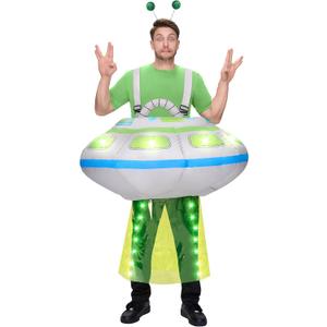 Spooktacular Creations Adults Inflatable Costumes, Light-Up Spaceship Halloween Inflatable Costume with Long Tentacles Headband, Blow-up Costumes for Halloween Cosplay Party, Themed Party