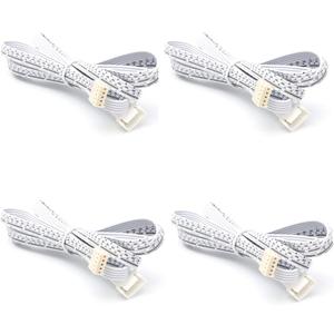 Flexible Extendable Cables for AIBOO RGBW/RGBWW Color Changing LED Under Cabinet Lighting 59 inch Extension Cords (5-pin White Cords, 4 Packs)