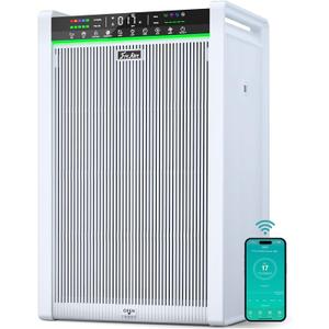 FreAire Air Purifiers for Home Large Room up to 3,850 Ft², HEPA Air Purifier with Smart APP Control & Washable Filter, Large Real-Time PM2.5 Display, Auto Pet ECO Modes for PoIIen Smoke, Ice White