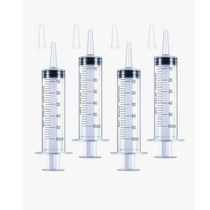 4 Pack 60mL Large Syringe for Liquid with Tip Cap, Plastic Liquid Syringes Individually Sterile Sealed