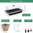 Hahood 4 Pack Seed Starter Tray Kit, 120 Square Seed Peat Pots for Seedlings with Plants Labels, Planting Tools, Plastic Growing Germination Trays with Lids for Indoor Outdoor Gardening, Black, 15 x 9.4 x 3.9 inches