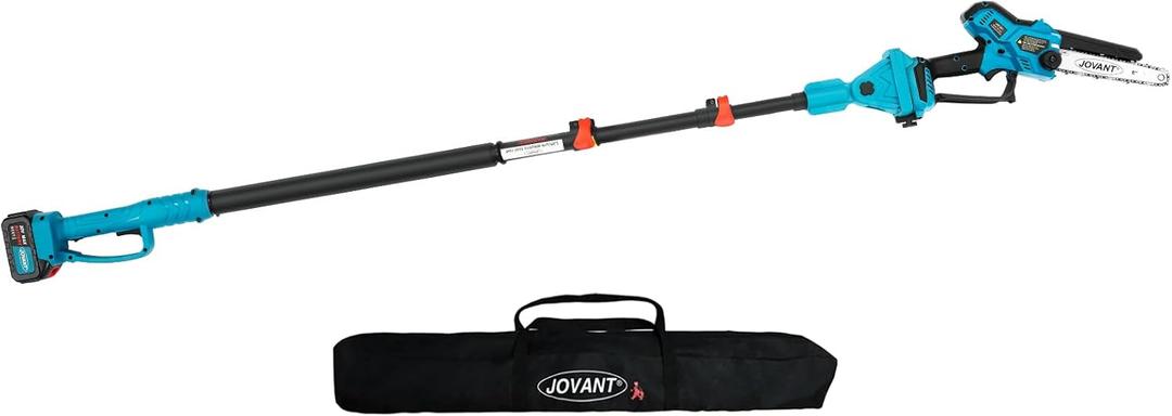 Cordless Pole Saw with 2 Max 20V*4Ah Batteries,8inch Chainsaw and Ploe tree trimmer. Electric Pole Saw and Branch cutter Battery Powered,15-Foot Reach for Tree Trimming and Pruning saw w/Bag