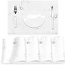 Marble Printed Placemats Set of 4 White Grey Elegant Marbling Place Mats Washable Rectangular Table Mats for Party Home Kitchen Restaurant Dining Table Decor, 12x18 Inch