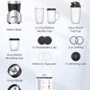 Ganiza Smoothie Blender, 900W Blenders for Shakes and Smoothies, 15-Piece Personal Blender and Grinder Combo for Kitchen, Smoothies Maker with 4 BPA-Free Portable Cup, Nutritious Recipe