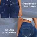 COPYLEAF Stretchy Jeans for Women Trendy Butt Lifting Leggings with Pockets Crossover Waisted Jeggings Pull on Skinny Jeans (Blue, M)