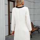 LifeShe Women's Long Sleeve Tweed Mini Dress Business Work Short Dress Elegant Cute Party Dresses (M)