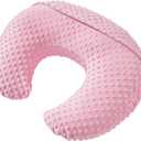 Nursing Pillow and Positioner with Cover for Breastfeeding and Bottle Feeding, Propping Baby, Tummy Time, Baby Sitting Support, Awake-Time Support (Candy Pink, 22" x 17.7" x 5.9")