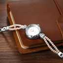 Avaner Women's Bracelet Wrist Watches: Ladies Gold Silver Vintage Retro Bezel Elegant Pearl Strap Analog Quartz Watch