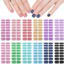 12 Sheets Full Wrap Nail Stickers, Glitter Gradient Wraps, Self-Adhesive Polish Strips, Art Decals for Women DIY Decorations