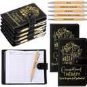 TaoBary 24 Sets Occupational Therapy Month Appreciation Gift Bulk Black A6 Leather Notebook Journal with Bamboo Pen for Occupational Therapist Staff Coworker Nurse Graduation Supplies (OT Classic)