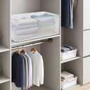 DAYARD Storage Bins with Metal Frame, Large Storage Baskets for Closet Organizing, Rectangle 2-Pack, Transparent