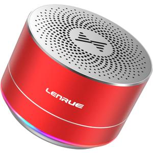 LENRUE A2 Portable Wireless Bluetooth Speaker with Lights and Lanyard,5W Mini Small Metal Speakers Bluetooth 5.0/Aux-in for iPhone Android Home Outdoor,Gift for Women/Girls (Shine Red)