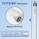amgolibi F21T5/841 34 inch Fluorescent Tube, 21W T5 Light Bulb, 2000 Lumens, 4100K Cool White, 82+ CRI, G5 Mini-Bin Base 6 Pack