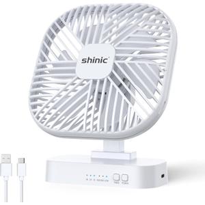 Shinic 5" Battery Operated Fan, AA Battery Magnetic Fan, Ultra-Quiet Desk Fan with Timer, 3 Speeds, Adjustable Tilt for Bedroom, Office, Camping,Outdoor Travel,White