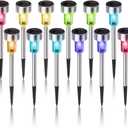 Dream Master Solar Lights Outdoor Waterproof, Stainless Steel LED Landscape Lighting, Solar Garden Lights, Outdoor Decorations for Yard, Pathway, Walkway, Patio, Lawn - 16 Pack (Multicolor)