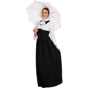 fun shack Victorian Costume Women, Regency Dress, Victorian Dress, Ladies Costume for Historical Events and Parties (X-Large, Black)