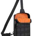 MADHOLLY Compact Waterproof Mini Sling Bag for Women Men  Cossbody Bags Phone Pouch with QuickSpot Orange Lining for Travel, Hiking, Walking, Black