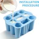 9 Cavity Popsicles Molds with 50pcs Wooden Sticks, Silicone Popsicle Mold, BPA Free Popsicle Maker Molds, Reusable Homemade Ice Pop Mold, Easy-Release Ice Cream Mold for Kids Adult DIY Ice PopsBlue