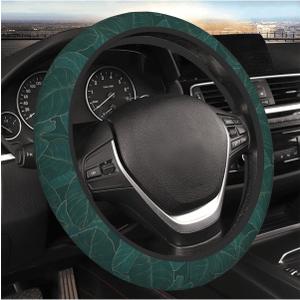 Steering Wheel Cover Accessories Neoprene Cover Non-Slip Breathable Easy to Install Suitable for Women Men Girls for Car SUV Van Truck Universal 14.5-15.5 Inch Dark Green Palm