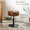 LUE BONA Adjustable Vanity Stool, 360Swivel Vanity Chair for Makeup Room, Brown Stool Chair for Vanity, Small Faux Leather Vanity Stools for Bathroom, Living Room