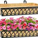 30 Inch Railing Planter Box Window Boxes Planters - 2 Pack Deck Railing Planter Boxes with Adjustable Brackets Coco Liners Balcony Planters Railing Hanging for Window Flower Boxes Outdoor Garden Decor