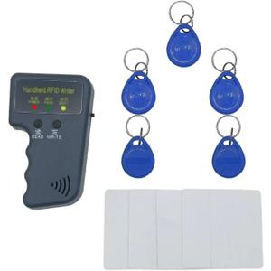 125khz RFID Reader Writer,Handheld RFID Copier,RFID Reader for 125khz Id and Hid Cards (with 5pcs T5577 Key Fob and 5pcs T5577 RFID Cards)