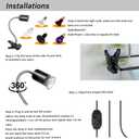 Reptile Heat Lamp with 2 Pcs 50W UVA UVB Light Bulb, 360 Rotatable Basking Spot Light Simulated Sunlight, Dimmable Heating Lamp for Turtle, Lizard, Snake, Beared Dragon, Amphibians