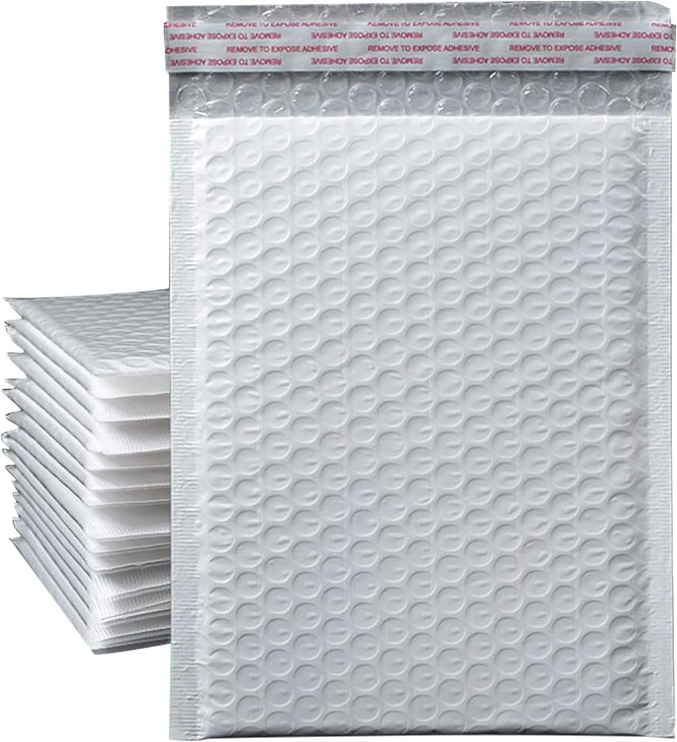 9527 Product Self Sealing Poly Bubble Mailers 9.5"x 13.5" Padded Shipping Envelopes 25Pcs (White)